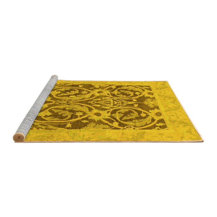 Sideview of Machine Washable Abstract Yellow Modern Rug, wshabs1209yw
