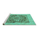 Sideview of Machine Washable Abstract Turquoise Modern Area Rugs, wshabs1209turq