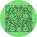 Round Abstract Emerald Green Modern Rug, abs1209emgrn