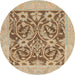 Round Abstract Brown Modern Rug, abs1209