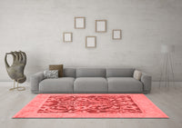 Machine Washable Abstract Red Modern Rug, wshabs1209red