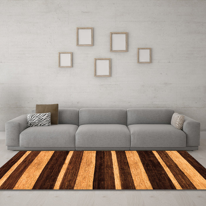 Machine Washable Abstract Orange Modern Area Rugs in a Living Room, wshabs120org