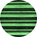 Round Machine Washable Abstract Emerald Green Modern Area Rugs, wshabs120emgrn