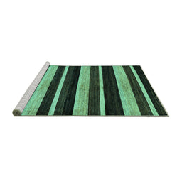 Sideview of Machine Washable Abstract Turquoise Modern Area Rugs, wshabs120turq
