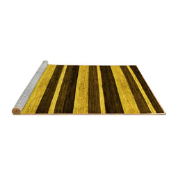 Sideview of Machine Washable Abstract Yellow Modern Rug, wshabs120yw
