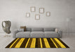 Machine Washable Abstract Yellow Modern Rug in a Living Room, wshabs120yw