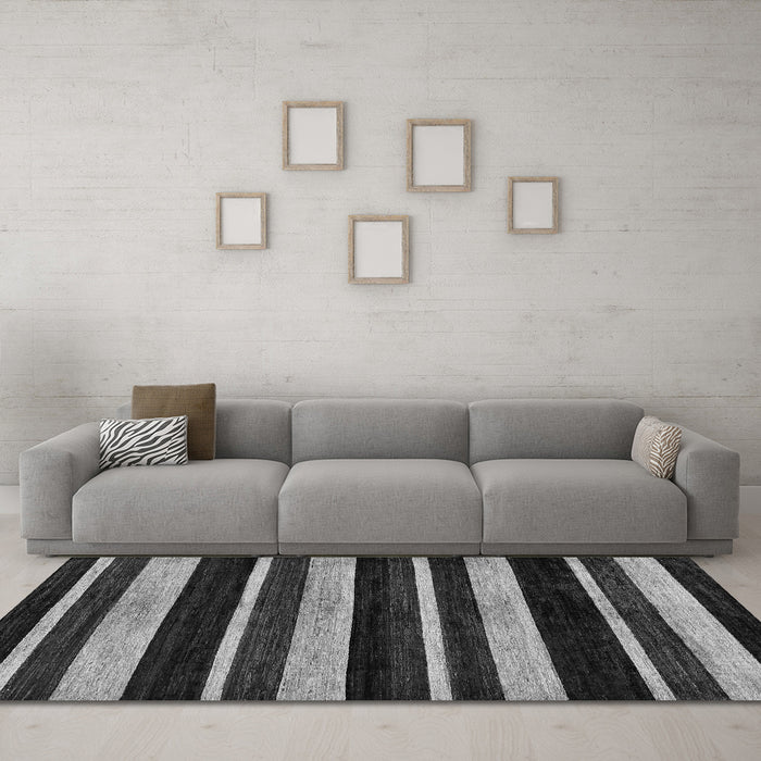 Machine Washable Abstract Gray Modern Rug in a Living Room,, wshabs120gry