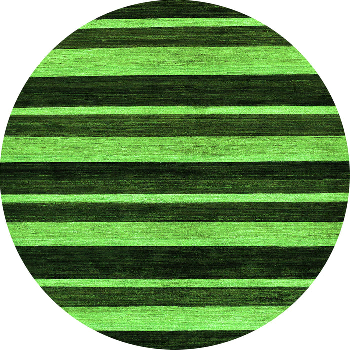 Round Machine Washable Abstract Green Modern Area Rugs, wshabs120grn