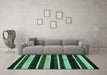 Machine Washable Abstract Turquoise Modern Area Rugs in a Living Room,, wshabs120turq