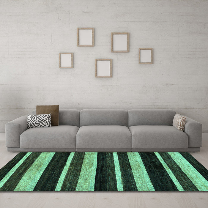 Machine Washable Abstract Turquoise Modern Area Rugs in a Living Room,, wshabs120turq
