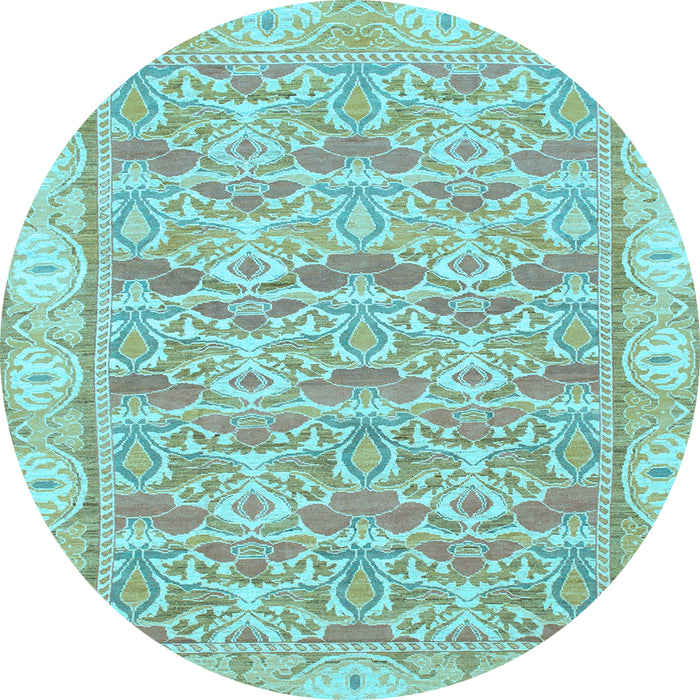 Round Machine Washable Abstract Light Blue Modern Rug, wshabs1210lblu