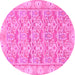 Round Abstract Pink Modern Rug, abs1210pnk