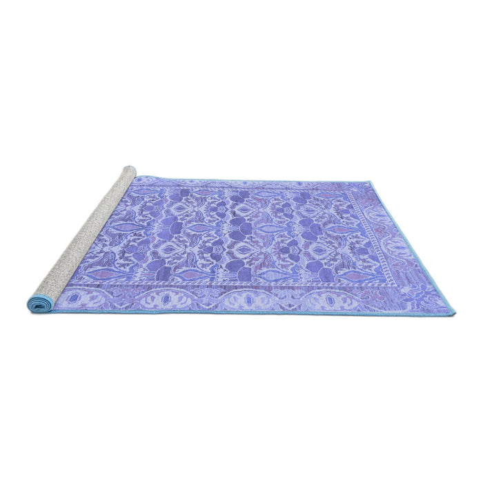 Sideview of Machine Washable Abstract Blue Modern Rug, wshabs1210blu