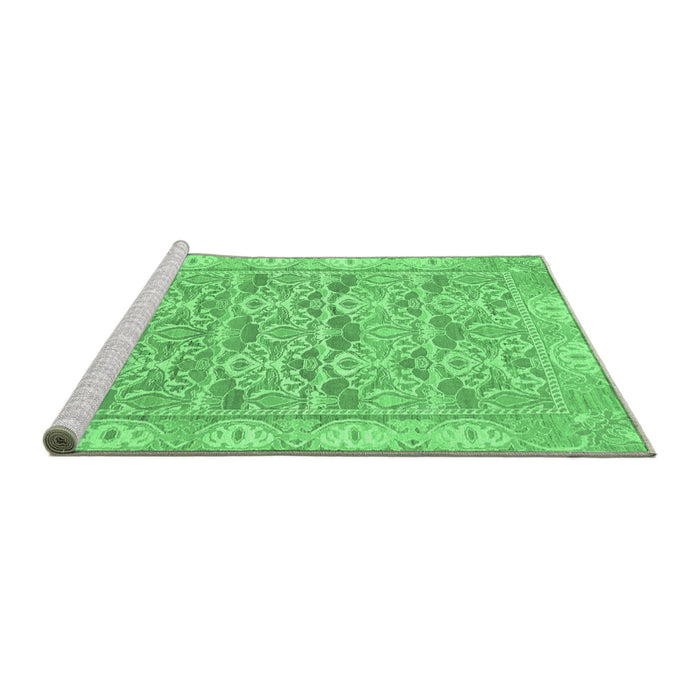 Sideview of Machine Washable Abstract Emerald Green Modern Area Rugs, wshabs1210emgrn