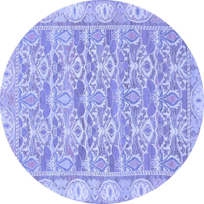 Round Abstract Blue Modern Rug, abs1210blu