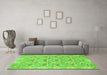 Machine Washable Abstract Green Modern Area Rugs in a Living Room,, wshabs1210grn