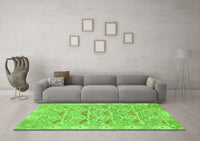 Machine Washable Abstract Green Modern Rug, wshabs1210grn