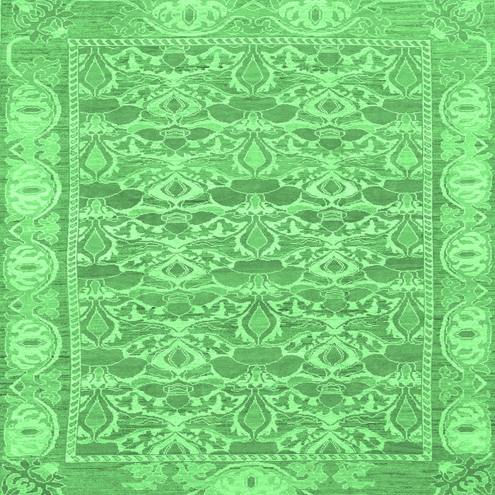 Square Machine Washable Abstract Emerald Green Modern Area Rugs, wshabs1210emgrn