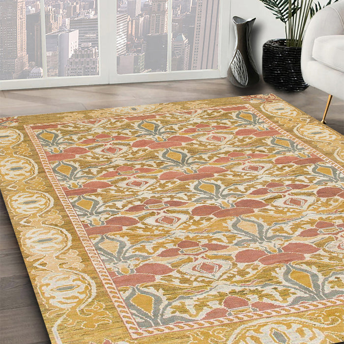 Abstract Orange Modern Rug in Family Room, abs1210