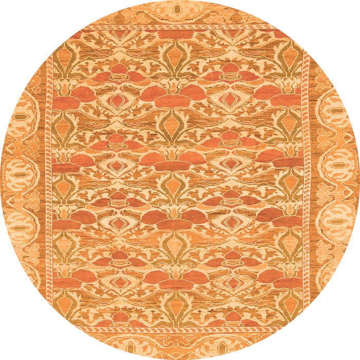 Round Machine Washable Abstract Orange Modern Area Rugs, wshabs1210org
