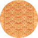 Round Machine Washable Abstract Orange Modern Area Rugs, wshabs1210org