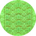 Round Machine Washable Abstract Green Modern Area Rugs, wshabs1210grn