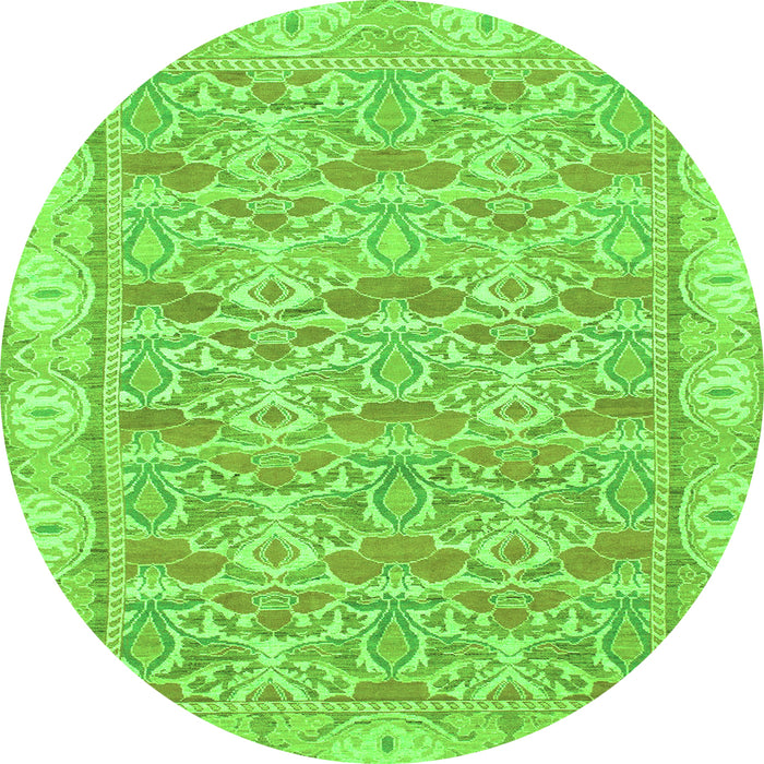 Round Abstract Green Modern Rug, abs1210grn