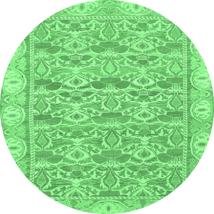 Round Abstract Emerald Green Modern Rug, abs1210emgrn