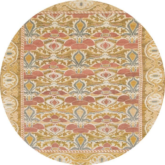 Round Machine Washable Abstract Orange Rug, wshabs1210