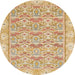 Round Machine Washable Abstract Orange Rug, wshabs1210