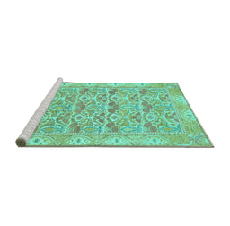 Sideview of Machine Washable Abstract Turquoise Modern Area Rugs, wshabs1210turq