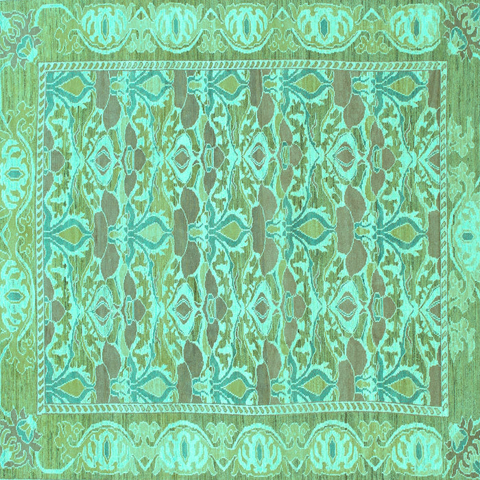 Square Machine Washable Abstract Turquoise Modern Area Rugs, wshabs1210turq
