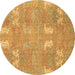 Round Abstract Brown Modern Rug, abs1211brn