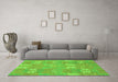 Machine Washable Abstract Green Modern Area Rugs in a Living Room,, wshabs1211grn