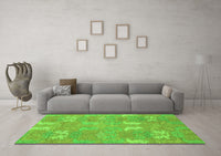 Machine Washable Abstract Green Modern Rug, wshabs1211grn