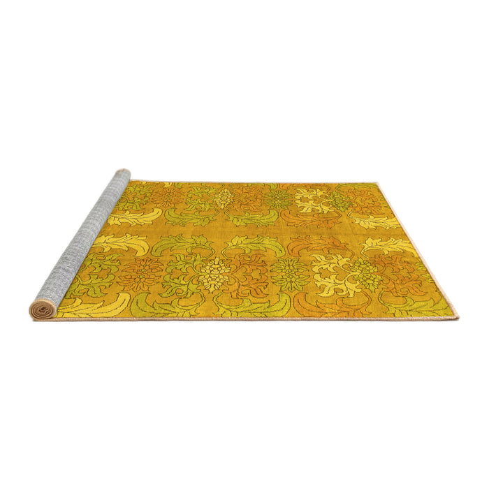 Sideview of Machine Washable Abstract Yellow Modern Rug, wshabs1211yw