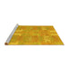Sideview of Machine Washable Abstract Yellow Modern Rug, wshabs1211yw