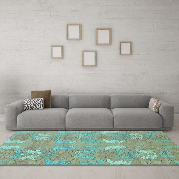 Machine Washable Abstract Light Blue Modern Rug in a Living Room, wshabs1211lblu