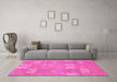Machine Washable Abstract Pink Modern Rug in a Living Room, wshabs1211pnk