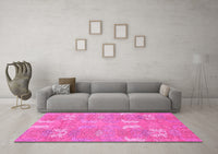 Machine Washable Abstract Pink Modern Rug, wshabs1211pnk