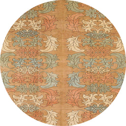 Round Machine Washable Abstract Orange Rug, wshabs1211