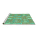Sideview of Machine Washable Abstract Turquoise Modern Area Rugs, wshabs1211turq