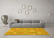 Machine Washable Abstract Yellow Modern Rug in a Living Room, wshabs1211yw