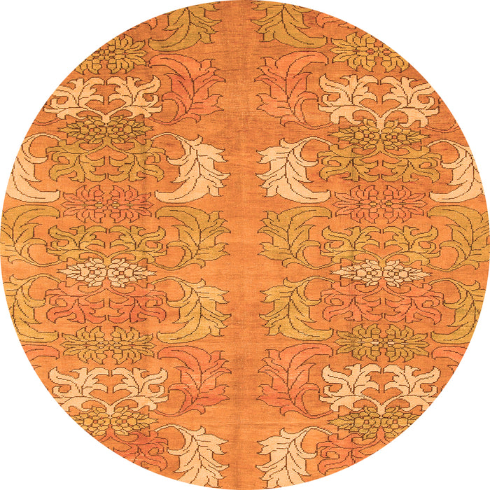 Round Abstract Orange Modern Rug, abs1211org