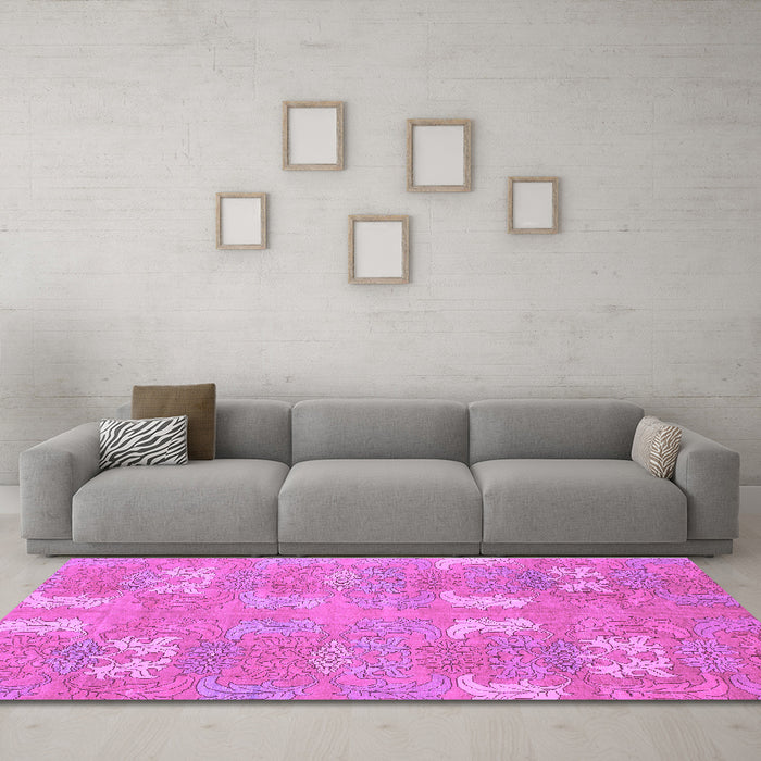 Machine Washable Abstract Purple Modern Area Rugs in a Living Room, wshabs1211pur