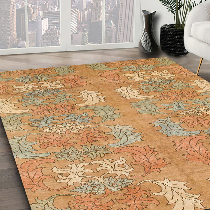 Machine Washable Abstract Orange Rug in a Family Room, wshabs1211