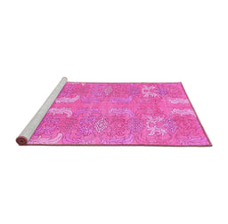 Sideview of Machine Washable Abstract Pink Modern Rug, wshabs1211pnk