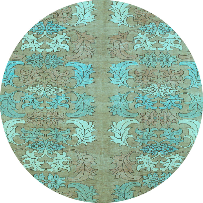 Round Abstract Light Blue Modern Rug, abs1211lblu