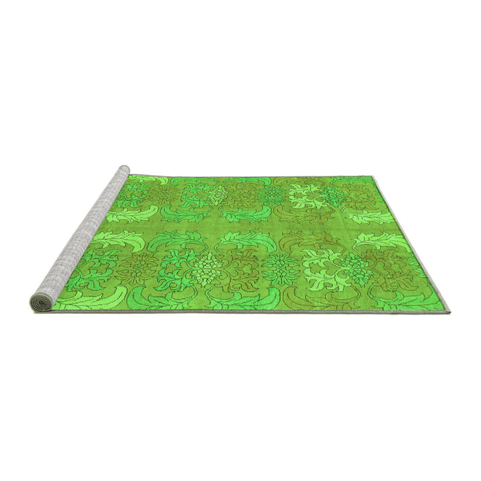 Sideview of Machine Washable Abstract Green Modern Area Rugs, wshabs1211grn