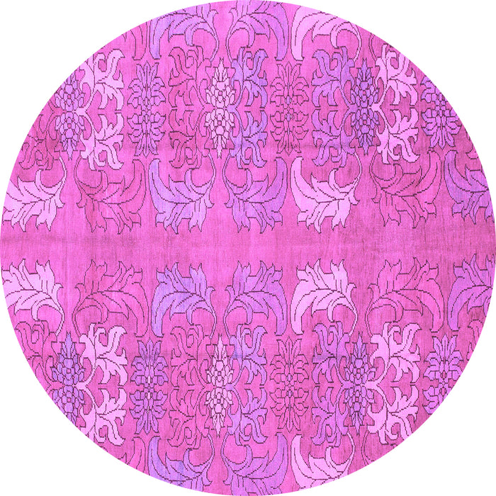 Round Machine Washable Abstract Purple Modern Area Rugs, wshabs1211pur